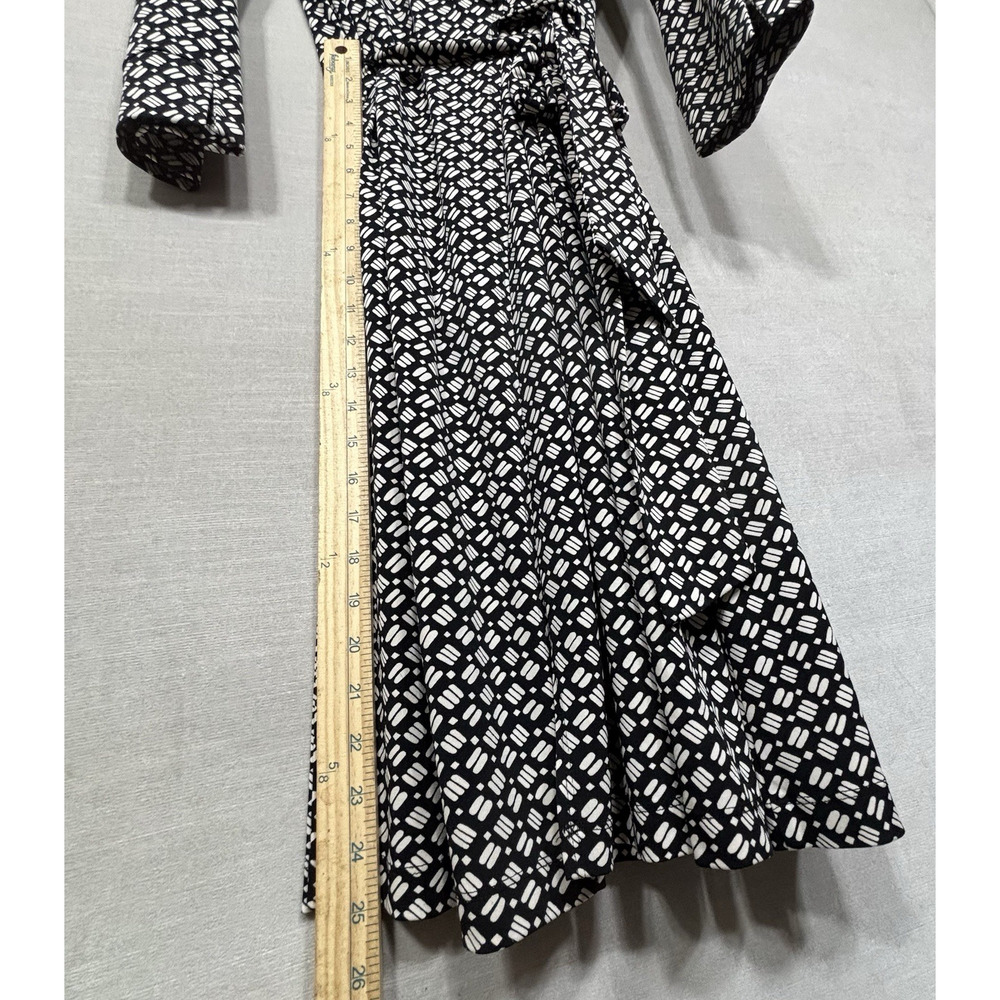 Worthington Womens Geometric Print Wrap Dress Medium Long Sleeve Career Classic - Picture 6 of 9